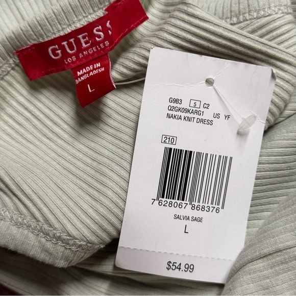 NEW Guess Nakia Knit Dress Salvia Sage Green Sleeveless Mini Bodycon Dress - Picture 5 of 5